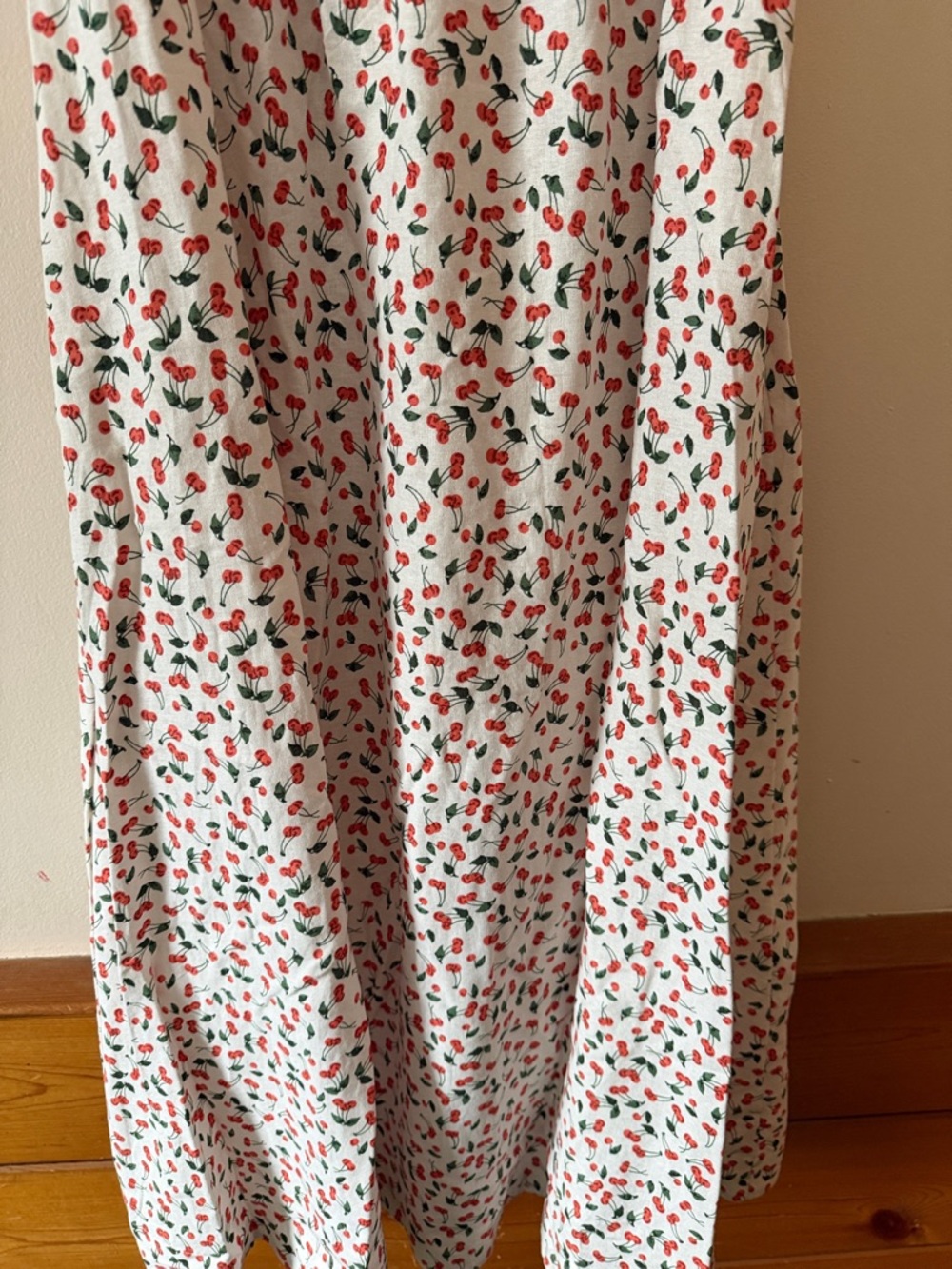 Caroline Constas Linen Blend Cherry Print Midi Dress Size S - Picture 4 of 8